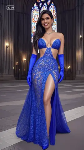 Use esse modelo e veja você com esse lindo vestido azul! #CapCut #ia #multiaverso #viraltiktok #bluedress 