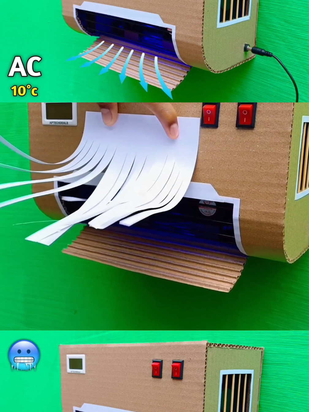How to make powerful AC at home using cardboard! #howtomake #aircooler #dc #airconditioner #fypviral 