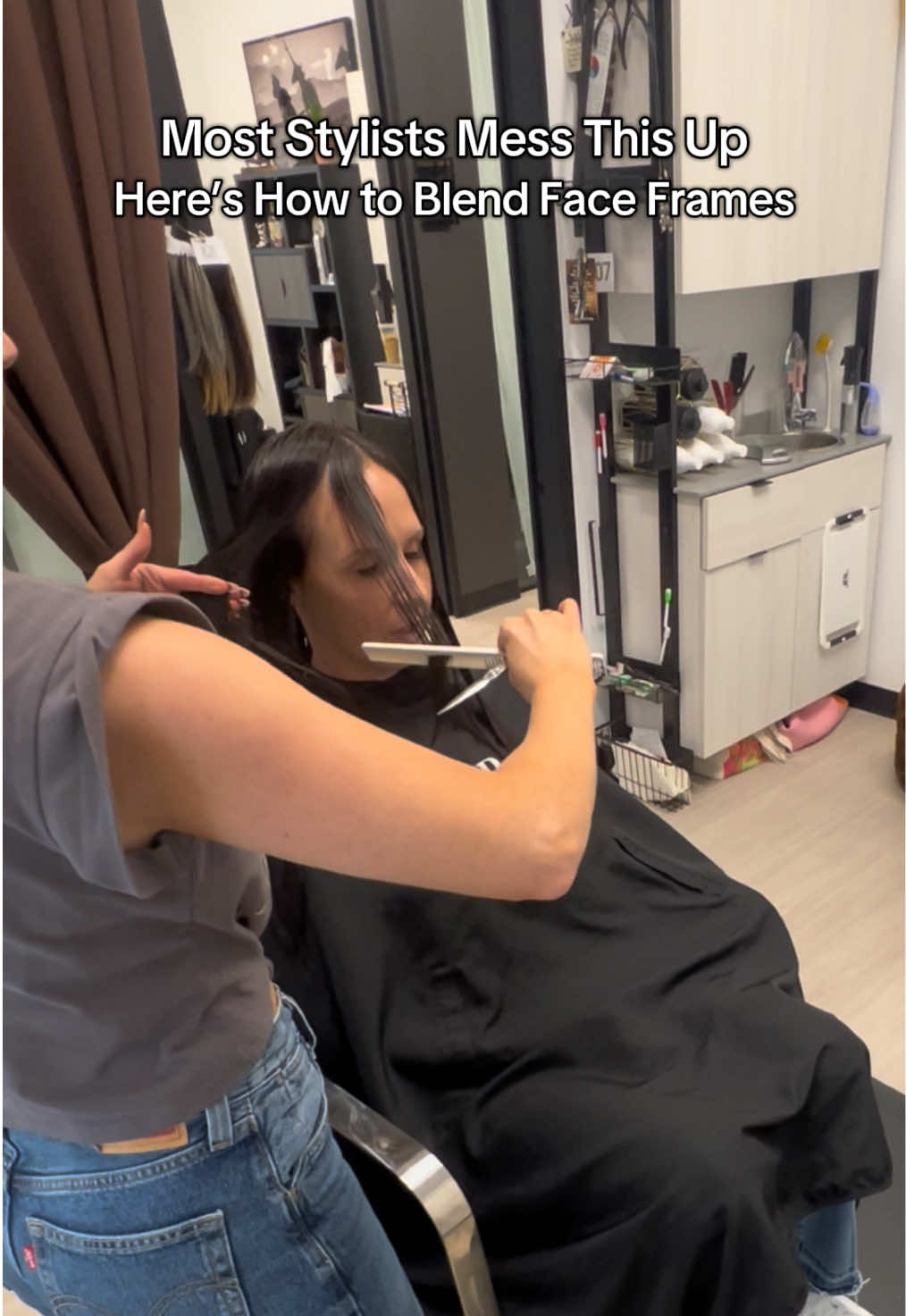 Use code: KTB @Shark Fin Shears for my special discount that I get with them if you wanna get a pair of the best years ever that I use in every video  Ever wonder why your face frame doesn’t flow into the rest of the haircut? 👀 Most stylists leave a disconnect that makes the hair look choppy instead of seamless. In this tutorial I’m breaking down exactly how to connect your face frame to your layers so the cut moves beautifully every time. 💇‍♀️ Save this for your next client! ##haircut##haircuttransformation##haireducation##longhair##denverhairstylist