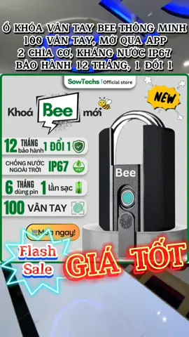 [GIÁ TỐT] Ổ KHÓA VÂN TAY BEE THÔNG MINH, 100 VÂN TAY, MỞ QUA APP, 2 CHÌA CƠ, KHÁNG NƯỚC IP67, BẢO HÀNH 12 THÁNG, 1 ĐỔI 1 #ổkhóavântay #okhoavantay #okhoathongminh #fyp #shopbantot 