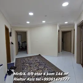 Mir8/4. 9/9 etaz 4 kom 144m² rem arassa meb-teh galyar  dok tayyar baha 82000 #turkmenistan #luxury #estate #luxuryhouse #housedesign 