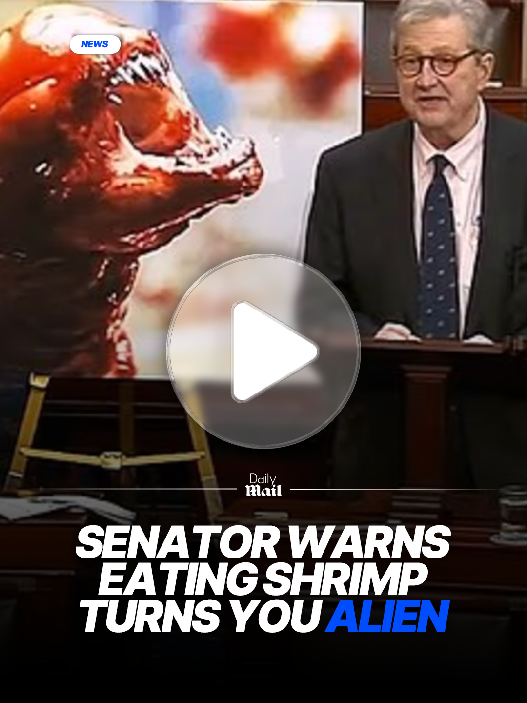 Senator John Kennedy (R-LA) issued an apocalyptic warning on the Senate floor, claiming that eating frozen shrimp imported from foreign countries could turn you into an alien.  The 73-year-old was discussing a recent recall for shrimp imported from a farm in Indonesia called BMS Foods.  The FDA issued the recall on Tuesday, warning that an isotope called Cesium-137 (Cs-137) was found in certain frozen shrimp brands, including Walmart's Great Value brand.  Read the full story at Daily Mail. #news #senator #walmart #shrimp
