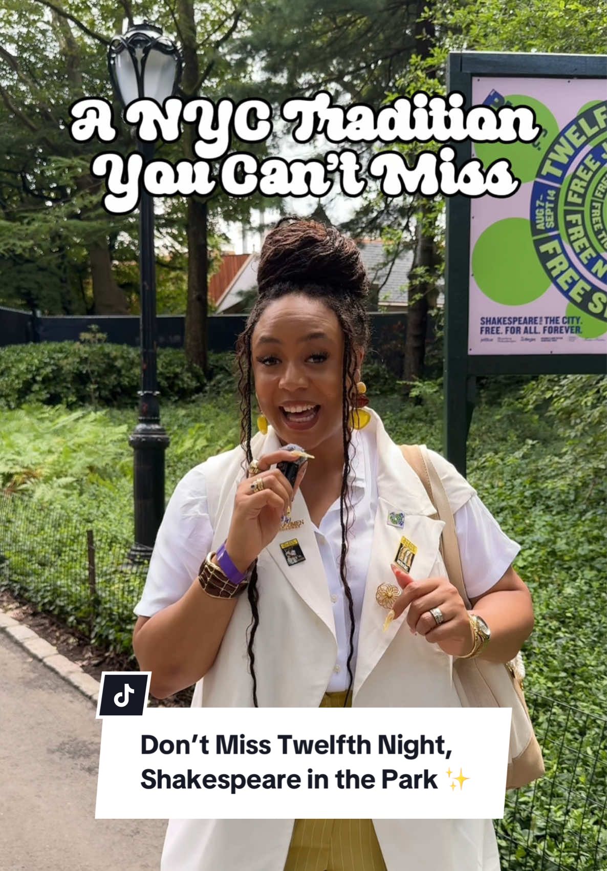Do 👏🏽 Not 👏🏽 Miss 👏🏽 Shakespeare 👏🏽 in 👏🏽 the 👏🏽 Park!!!  Twelfth Night is an absolute DELIGHT. You must see it before the show closes on September 14th. Here’s How You Can Get Tickets: 🎟️ All tickets are free and can be accessed in several ways: ✨ In Person ticket distributions at The Delacorte on the day of the performance ✨ NYC borough distributions throughout the summer ✨ The Public Theater NY’s digital lottery via TodayTix @TodayTixTok  ✨ In Person Tickets at the Public Theatre NY Visit @The Public Theater for full ticketing info and accessibility options!  #shakespeareinthepark #delacortetheater #centralparknyc #thepublictheater #twelfthnightnyc #nyctheatre #freethingstodoinnyc #accessibletheater #nycsummer #nycevents #thingstodoinnyc #publictheater #freeeventsnyc #outdoortheater 