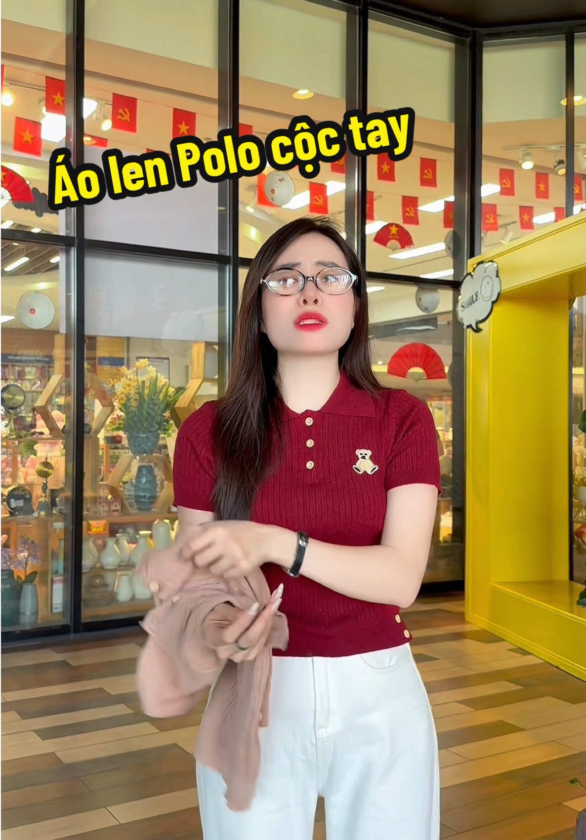 Áo polo len cộc tay thêu gấu #hienkimcuong #xuhuong #aolencoctay #aolenmong 