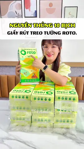 Ủng hộ hàng Việt Nam các bác ơi, nguyên thùng khăn giấy rút treo tường Roto 10 bịch, giấy vừa xịn vừa dai mà giá hạt dẻ quá nè #nhaamberday #khangiayrut #khangiayruttreotuong #khangiayroto 