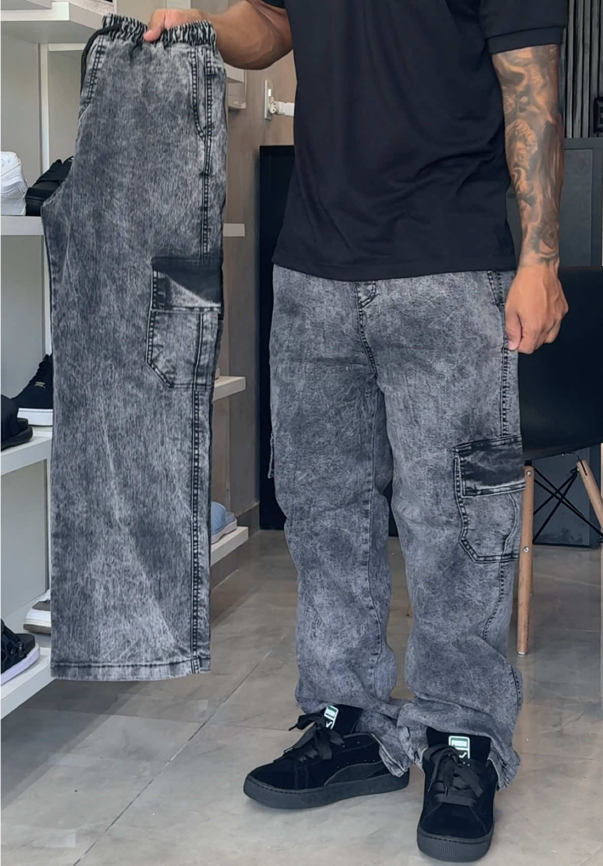 Calça Cargo Jeans 🔥