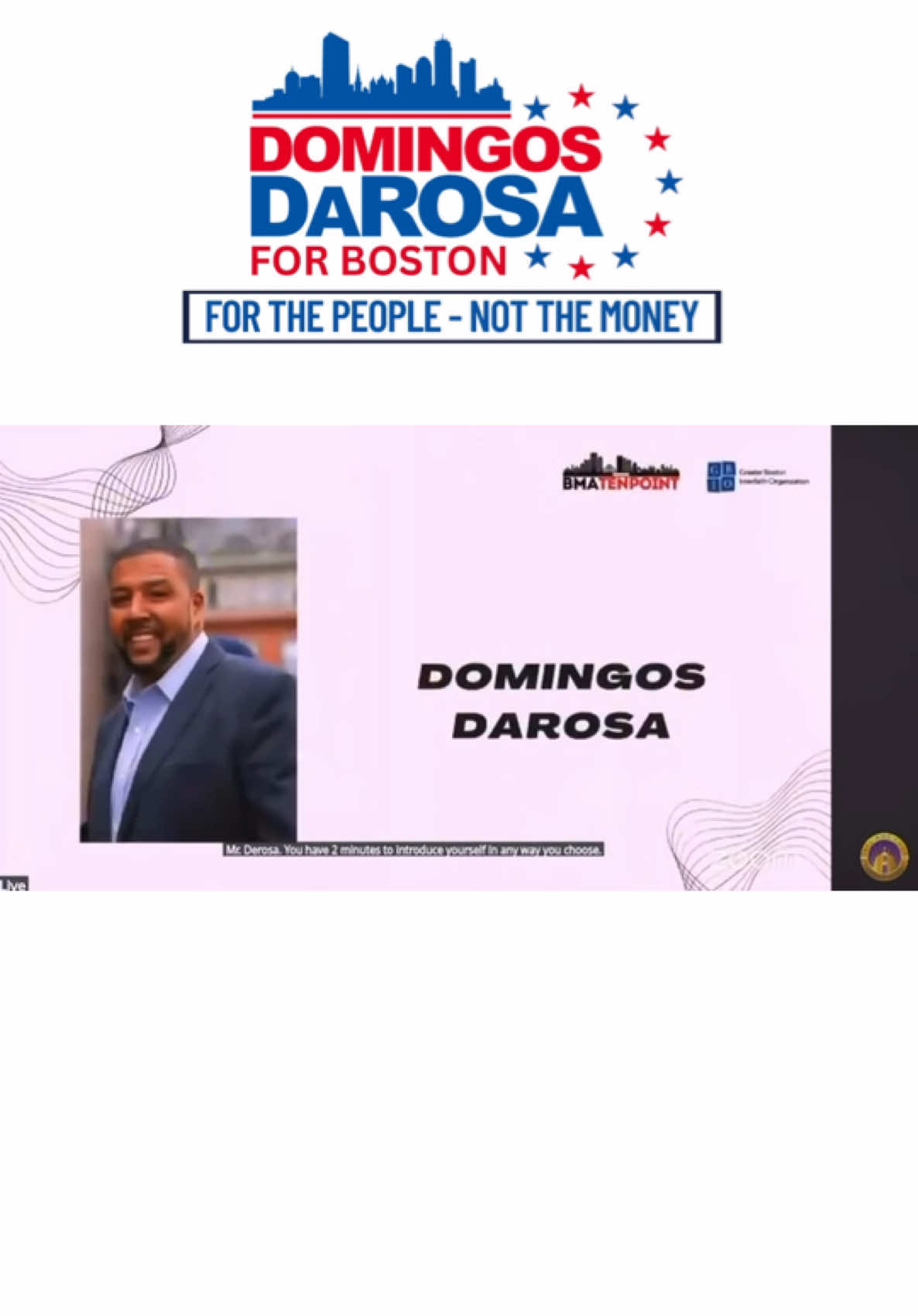 Check out Domingos answers to speific questions on education, immigration, and homeowner ship at the Bethel Mayoral Forum!  For the full video, https://m.youtube.com/live/AFhCimY1qeE?si=7zi4LwdK9rZuWBuU  Join our community of supporters. For more information visit www.darosaforboston.org  For donations visit https://secure.anedot.com/darosa-committee/donate  #DaRosaForBoston #BostonHousing #BostonDeservesBetter #Vote #Boston #FYP #ForYou #ForYouPage #Viral #Trending #MichelleWu #Election #Mayor #DaRosaDelivers 