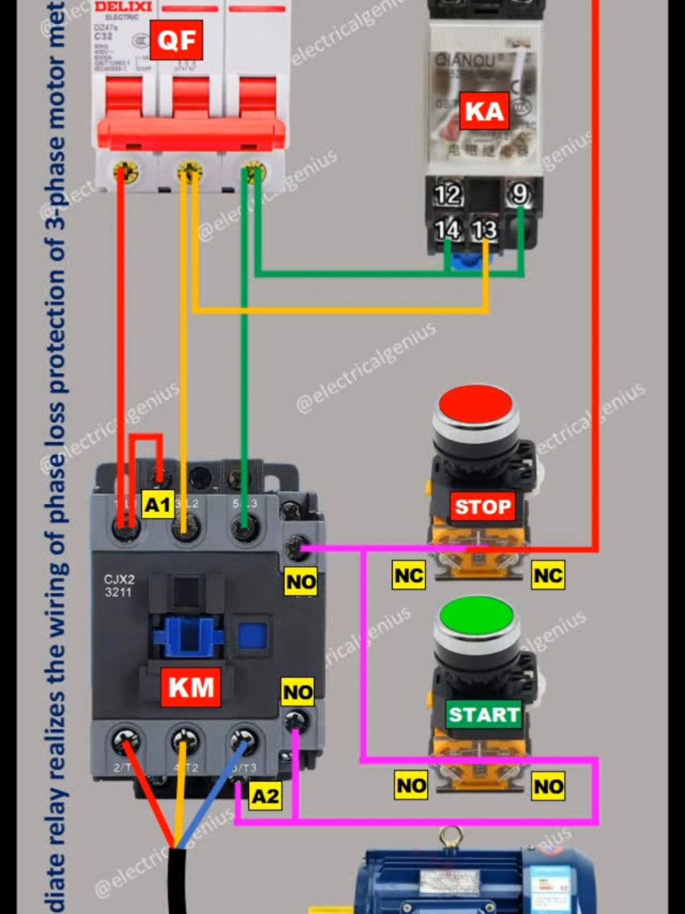 phase loss protection motor control wiring method using relay #golive #tiktok #usa 