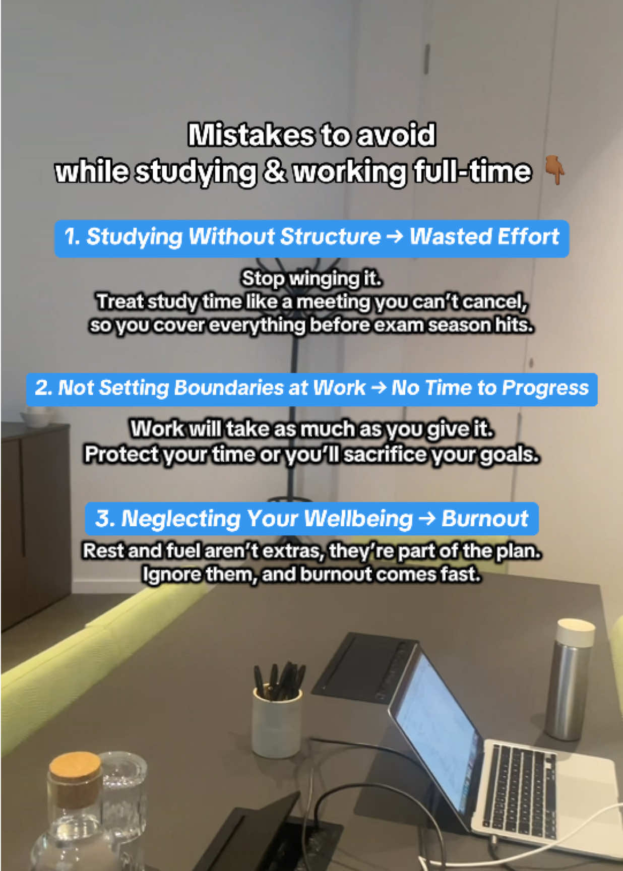 Studying while working full-time is hard enough, don’t make it harder by making these mistakes. Save this to come back to when you need clarity and motivation ✨ #accountingstudent #exams #charteredaccountant #savevideo #corporatelife 
