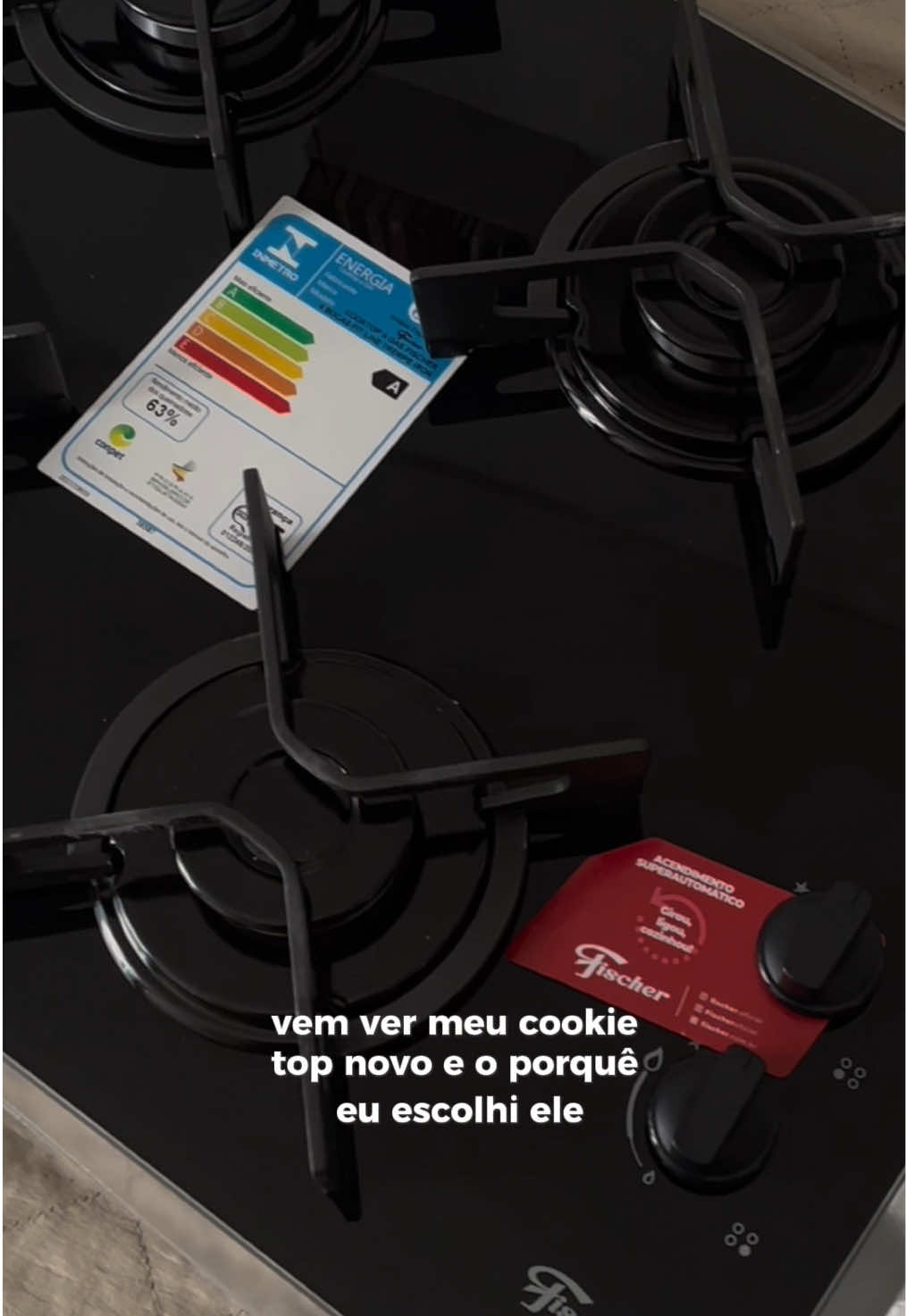 Mais uma consquista para o apê 1904! O cooktop escolhido foi o da fischer.oficial, combinando: custo benefício, beleza e funcionalidade 🖤 #enxoval #enxovaldecasanova #primeiroape #primeiroapartamento #ape 