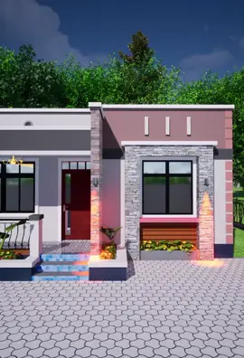 Modern 2 bedroom house design hidden roof. Featuring are; ✓ Spacious living room  ✓ Dining area ✓ Open kitchen with a pantry  ✓ Master ensuite and the other bedroom ✓ Common toilet  ✓ Entrance and Rear Porch Call/Whatsapp at +254710367762 for the full plan and Builders work #fyppppppppppppppppppppppp #2bedroomhouse #hiddenroof #modernhousedesign 