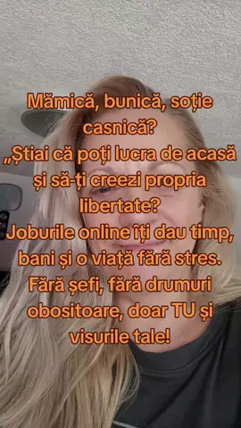 Daca ai tu vrei sa fii independentă fina chiar și fizic, să nu mai fii legata de un program zilnic și de șefi, scrie-mi in comentarii JOB #creatorsearchinsights #joburionline #lucrezdeacasa #libertatefinanciara #farașef 