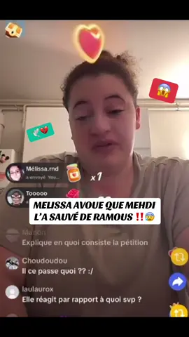 PARTIE 2 DISPO ‼️ - Mélissa prend enfin la parole. Elle explique que Mehdi l’a protégée face à son ex, Ramous, qu’il considérait comme un vrai danger pour elle ⚡. Selon elle, le dernier message de Mehdi n’était pas anodin : c’était un appel à lui ouvrir les yeux, à comprendre la gravité de la situation et à se libérer de cette emprise… 💔 Un témoignage fort qui bouleverse et qui donne une nouvelle lecture de toute cette histoire. #verite #harcelementstop #reseauxsociaux #interview #live 