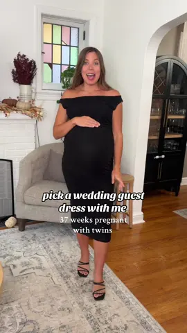 Option 1, 2, or 3? All linked in my Amazon storefront under “fall wedding guest!” #maternity #maternityphotoshoot #twinpregnancy #maternityoutfits #pregnancytiktok 
