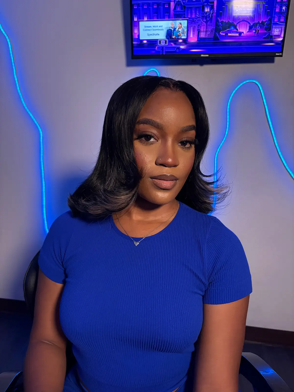 My gal did her thingggg💙@/məˈhäɡənē/  #hairtok #dallastx #fypシ 