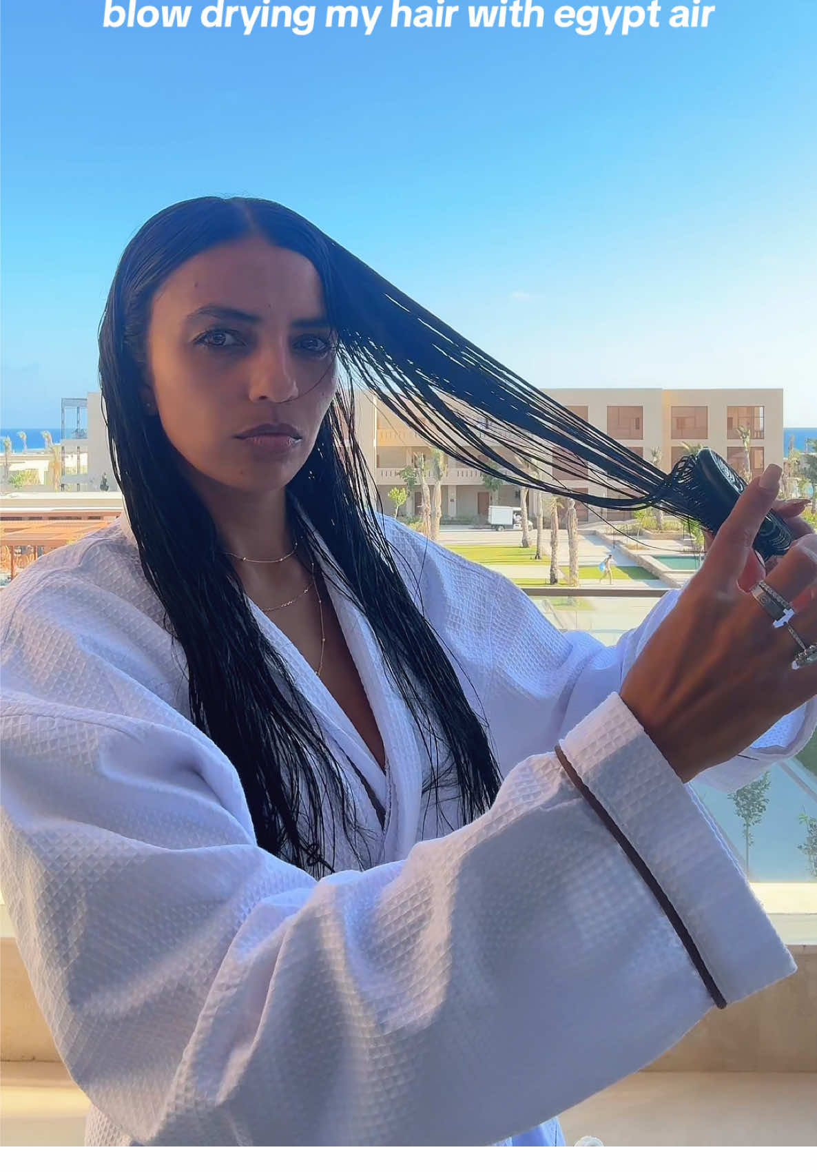 nothing beats vacay air blow drys  #egyptsummer #almazabay #egyptvlog #egypt #blowdry 