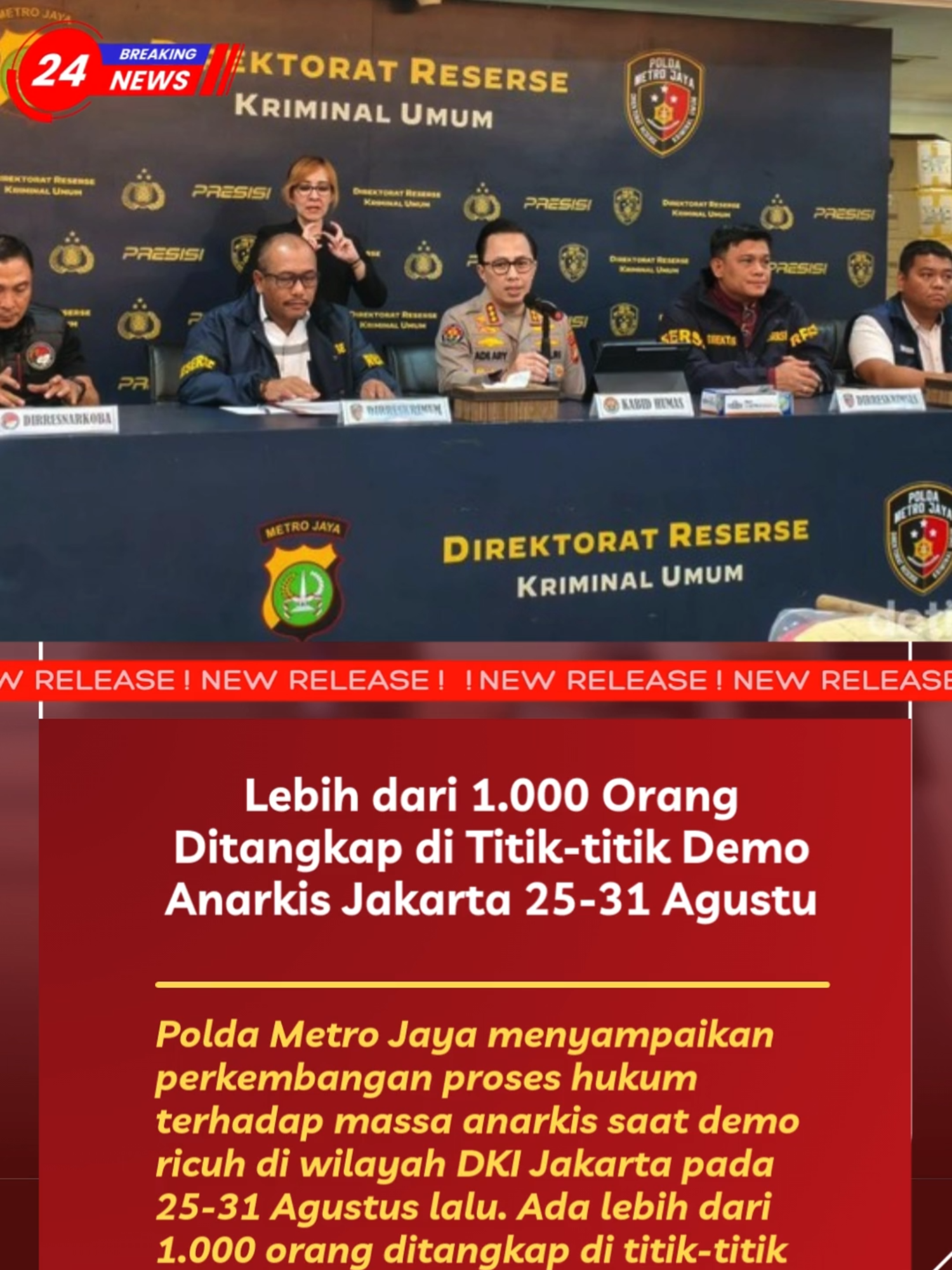 Lebih dari 1.000 Orang Ditangkap di Titik-titik Demo Anarkis Jakarta 25-31 Agustus 