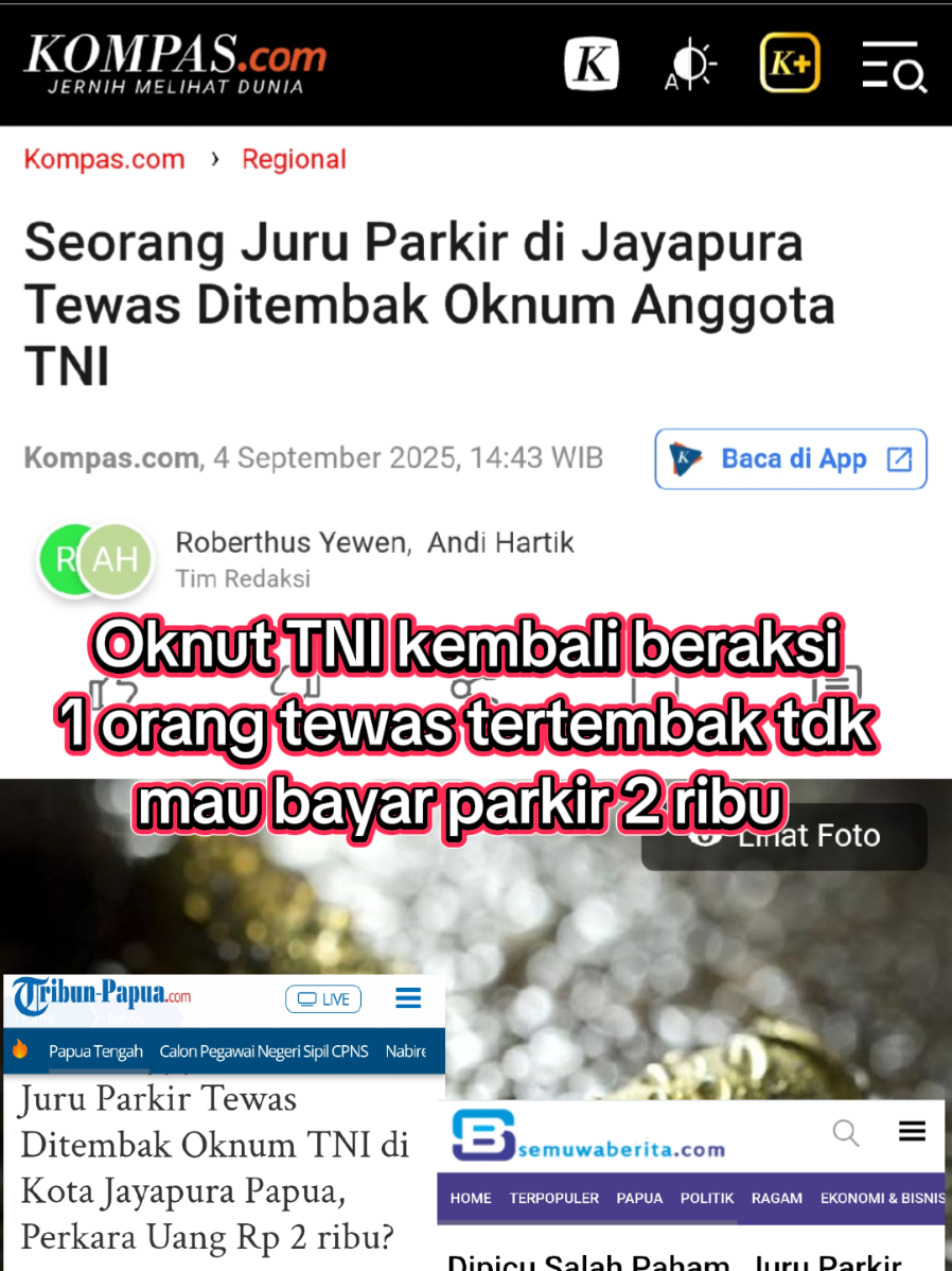 jaya pura TNI tembak tukang parkir