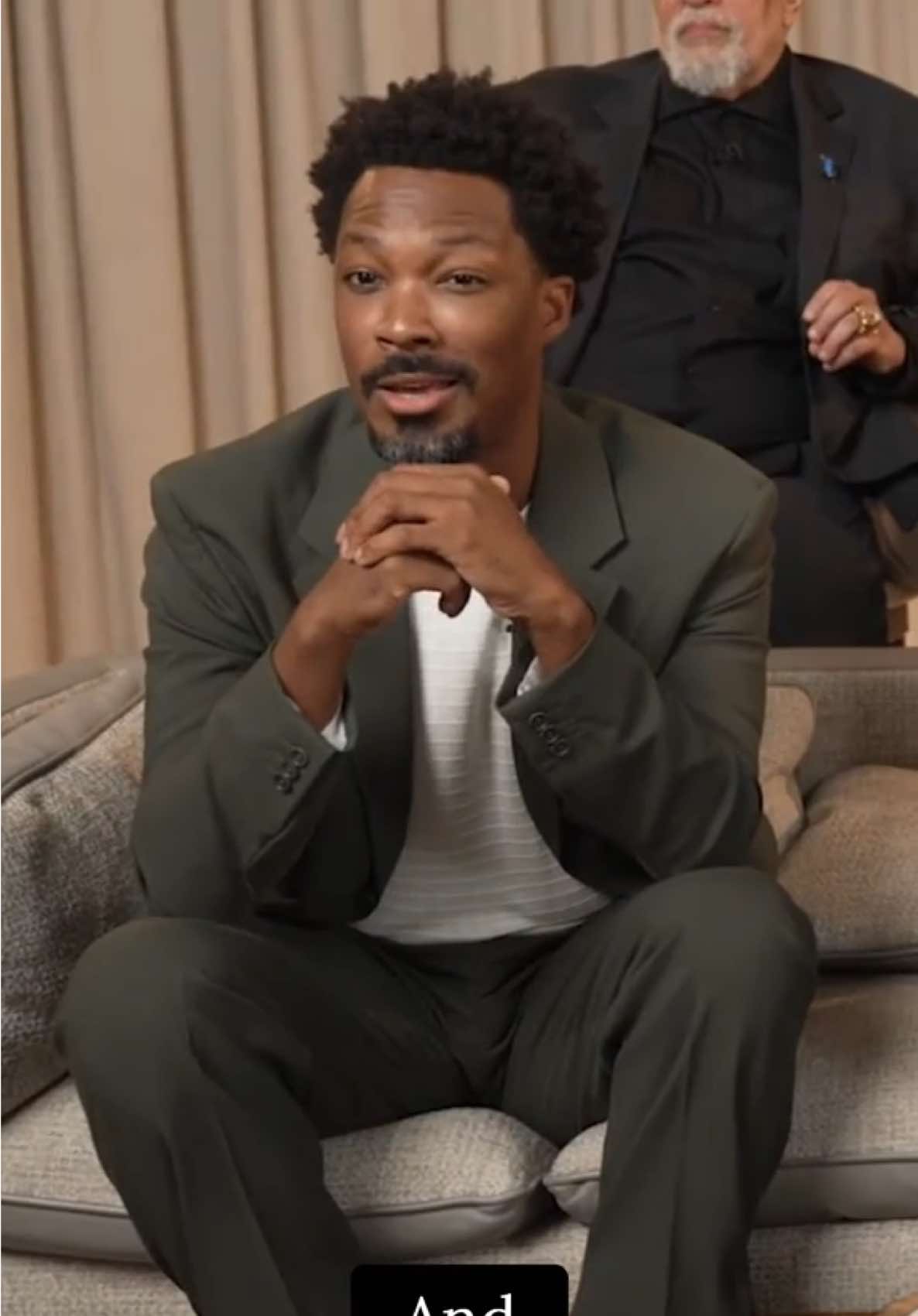 at the's #tiff50 suite at the 1 hotel toronto, co-stars #coreyhawkins and #willemdafoe discuss how the themes of trauma and family history play a role in 'the man in my basement