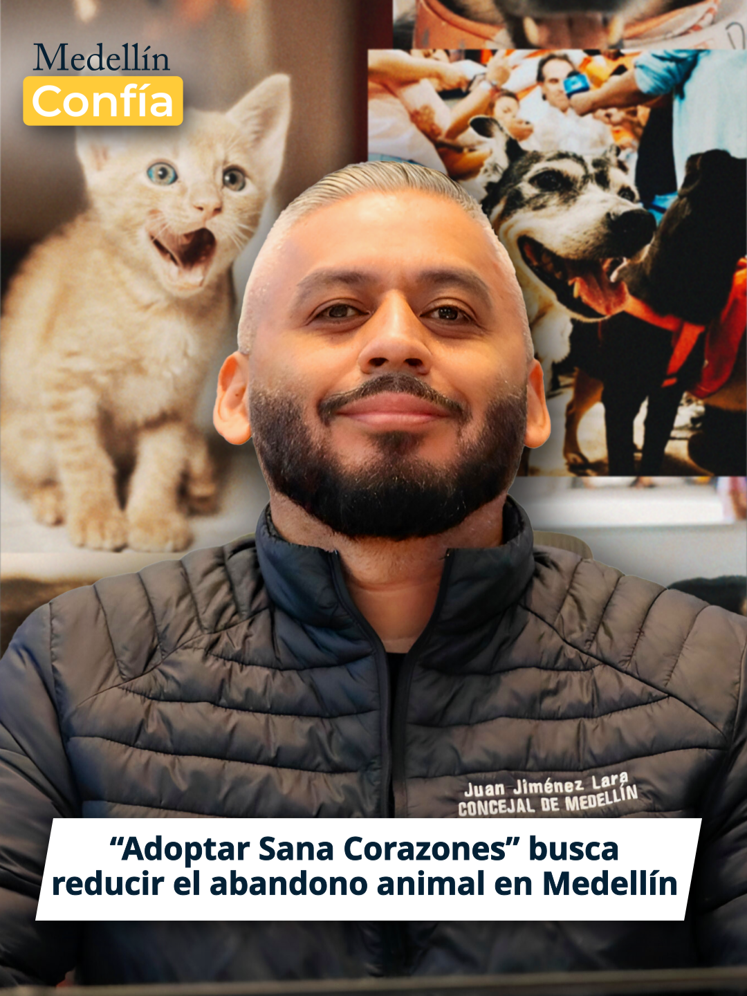 Adoptar transforma vidas. 🐶🐱 El concejal de Medellín, Juan Ramón Jiménez, impulsa la campaña “Adoptar Sana Corazones”, porque cree que cada adopción es una oportunidad para salvar a un animal y, al mismo tiempo, sanar los corazones de quienes lo reciben. 💚 El gran reto en la protección animal es la adopción, y por eso se promueven acciones que sumen: adoptar, difundir, apadrinar y educar.  ✨ #MedellínConfía #ConcejoDeMedellín #AdoptarSanaCorazones