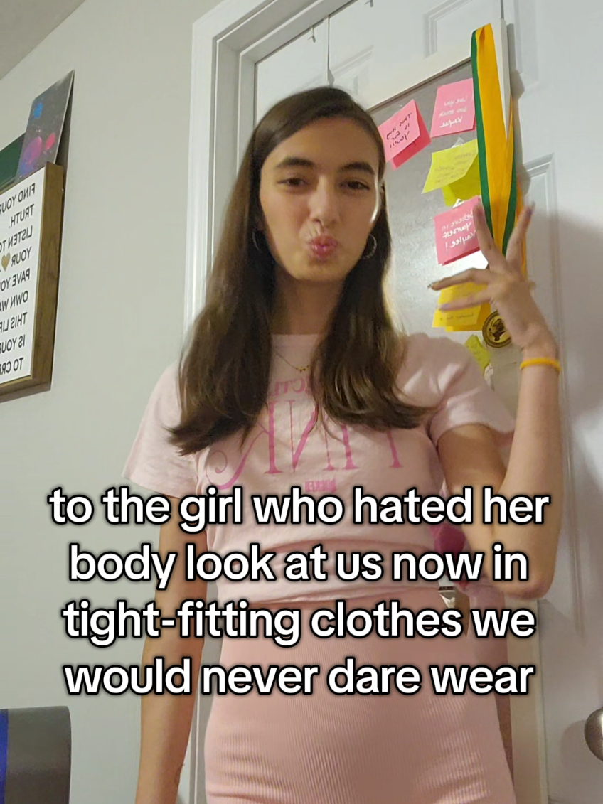middle school me would be absolutely shocked by what I wear and where I am at mentally and overall how my life is, she would cry (idk if it would be joy or disbelief or both though 😂😅) #selflove #bodyconfidence #MentalHealth #bodyimage #girly 
