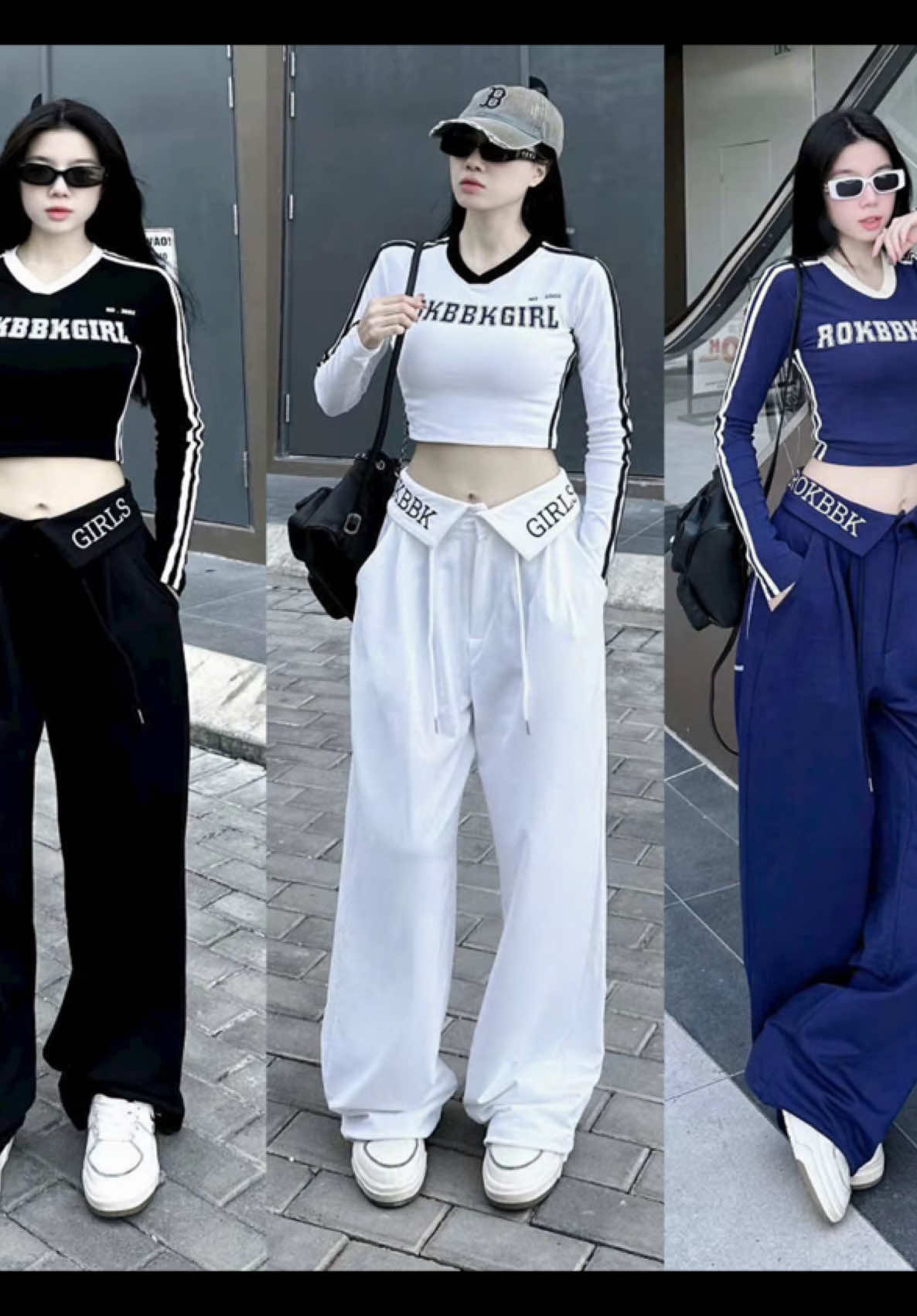Set Bộ Croptop Dài Tay Chạy Mí sọc quần sang chảnh 🌸🌸#thinhhanh #viral #xuhuong #outfit #setdoxinh 