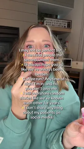 Heavy on the last part! I won’t even film in the hospital, ever! #imaynotbeperfect #nursesoftiktok #nurselife #aboutme   #creatorsearchinsights 
