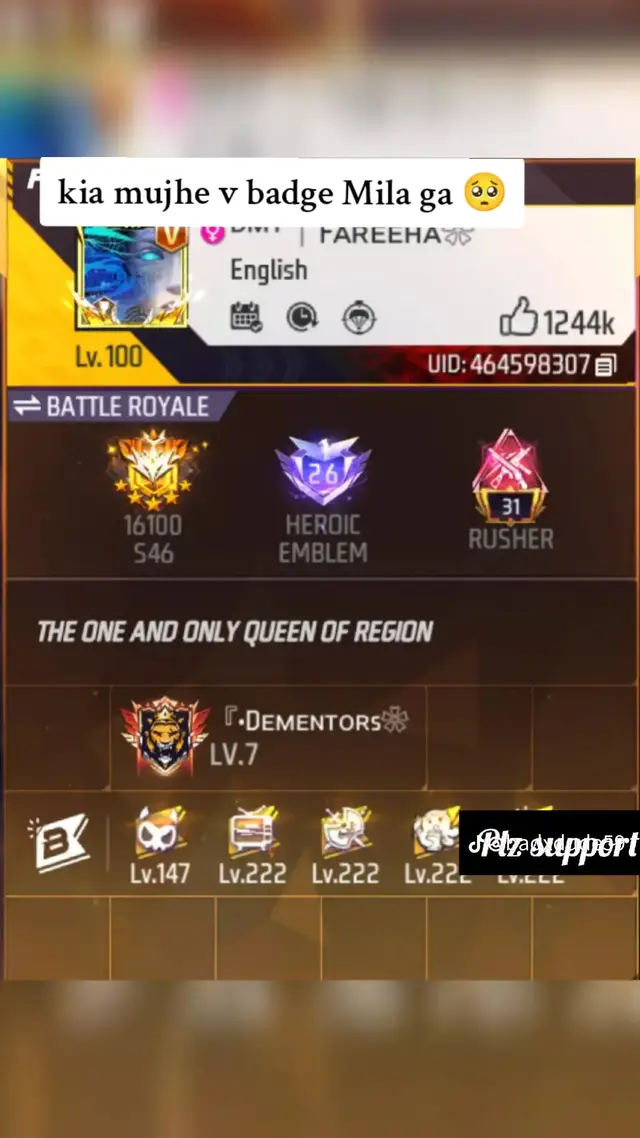 V BADGE MILA GA 🥺  #foryou #foryoupage  #usmangamimg179  #freefire #viralvideo 