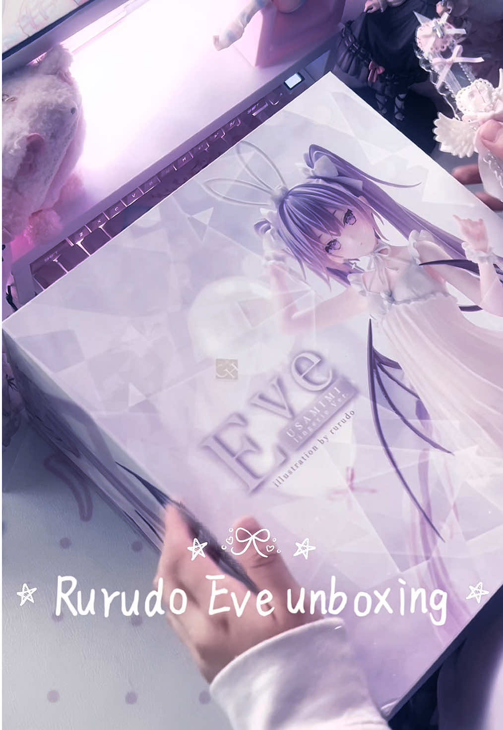 𝚁𝚞𝚛𝚞𝚍𝚘 𝙴𝚟𝚎 𝚞𝚗𝚋𝚘𝚡𝚒𝚗𝚐 ₊ ⊹₍ᐢᐢ₎ ᰔᩚ first tiktok video ive made!! im so excited to share, this was a learning process LOL so sorry for being shakey!! so stunning aside from her flaws shes still a beautful figure and one of my favorite eves!! ────୨ৎ──── #figurecollection #figureunboxing #rurudo #pinksetup #cutecore