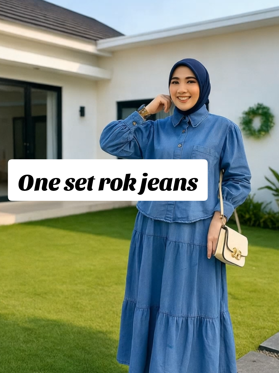 Safara setelan rok jeans washed terbaru atasan crop kancing nyaman #onesetrok #kekinian 