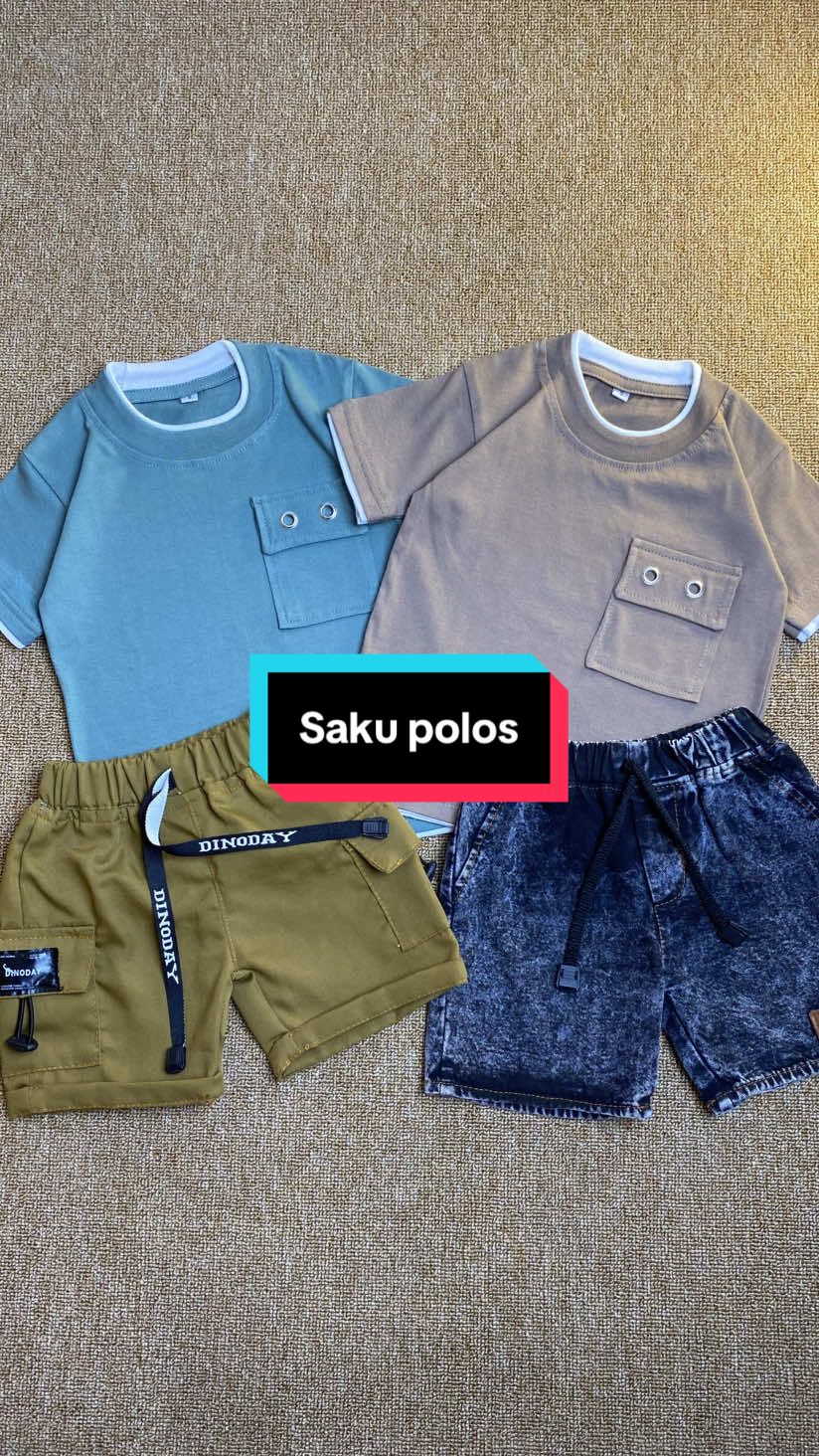 Kaos saku polos bahan adem halus lembut cocok buat ootd main atau daily #saku #kaosanak #estishop #celanacargo #guncang99 