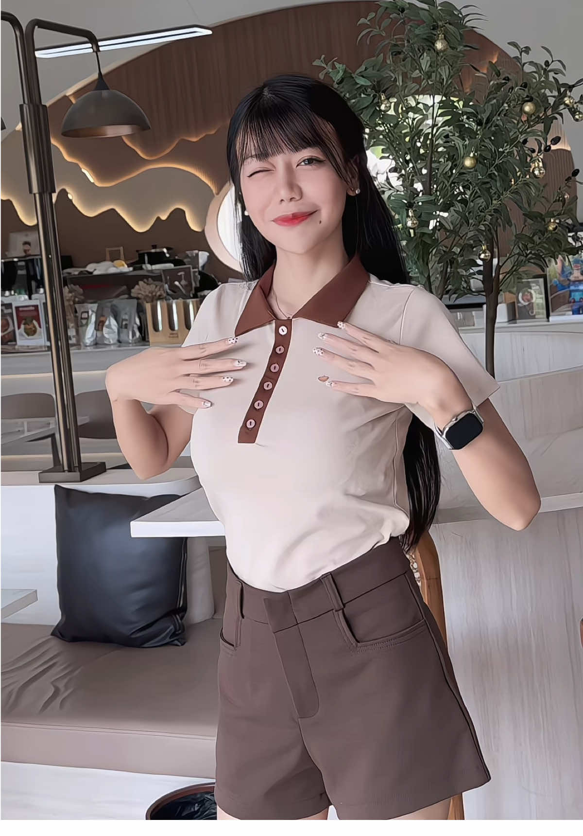 Brown color lover 🤎 #เสื้อคอปก #OOTD #ไอเดียแต่งตัว 