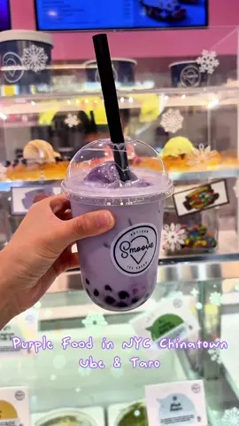 💜 Spent a day eating purple food only in NYC Chinatown mostly ube & sweet potato treats!  🍠🍦 📍	•	Smoove – 279 Grand St, New York, NY 10002 	•	Keki Modern Cakes (Let’s Bounce) – 79 Mott St, New York, NY 10013 	•	Taiyaki NYC – 119 Baxter St, New York, NY 10013 	•	Catmint Wheel Cake – Pop-up at NYC Chinese Food Festival (Chinatown) 	•	Hello Yam! – 443 E 9th St, New York, NY 10009 #nycfood #nyceats #nycfoodie #ube #ubereats 