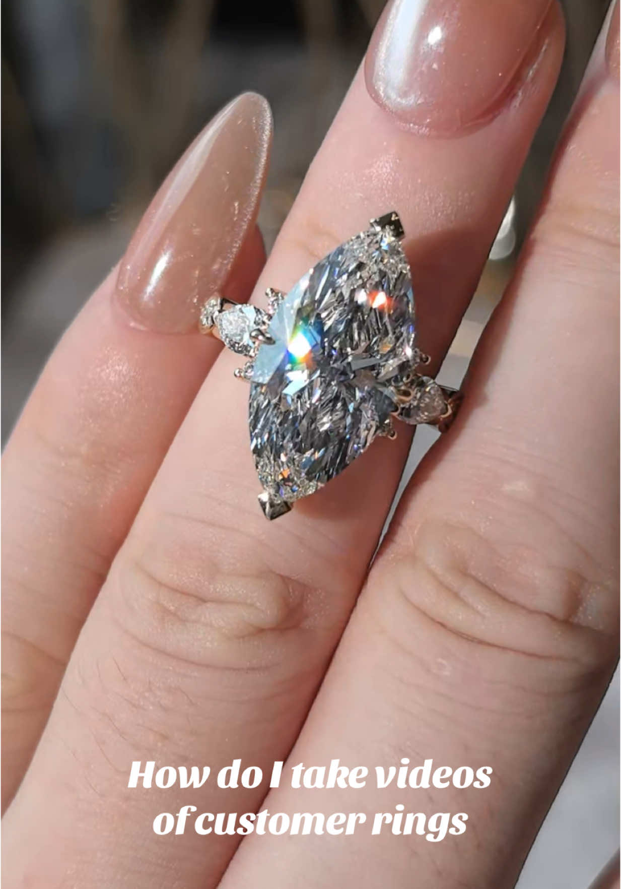 How I make a video of customer’s ring#junolabjewelry #6caratdiamondengagementring #marquisediamond #6caratmarquisediamond 