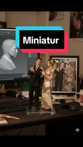 Foto Miniatur ku #miniature  #fotominiatur #foto #fyp #viral  tutor :  Create a 1/7 scale comercialized figurine of the characters in picture, in a realistic style, in a real environment. The figurine is plazed on computet desk. The figurine has a round transparent acrylic base, with no text on the base. The content on the computer screen is the Zbrush modeling proses of this figurine. Next to the computer screen is a BANDAI-style toy packing box printed with the original artwork. The packaging features two-dimensional flat illustration. @TikTok @TikTok Indonesia @TikTok Trends @Mey ◡̈ @kkdhul 