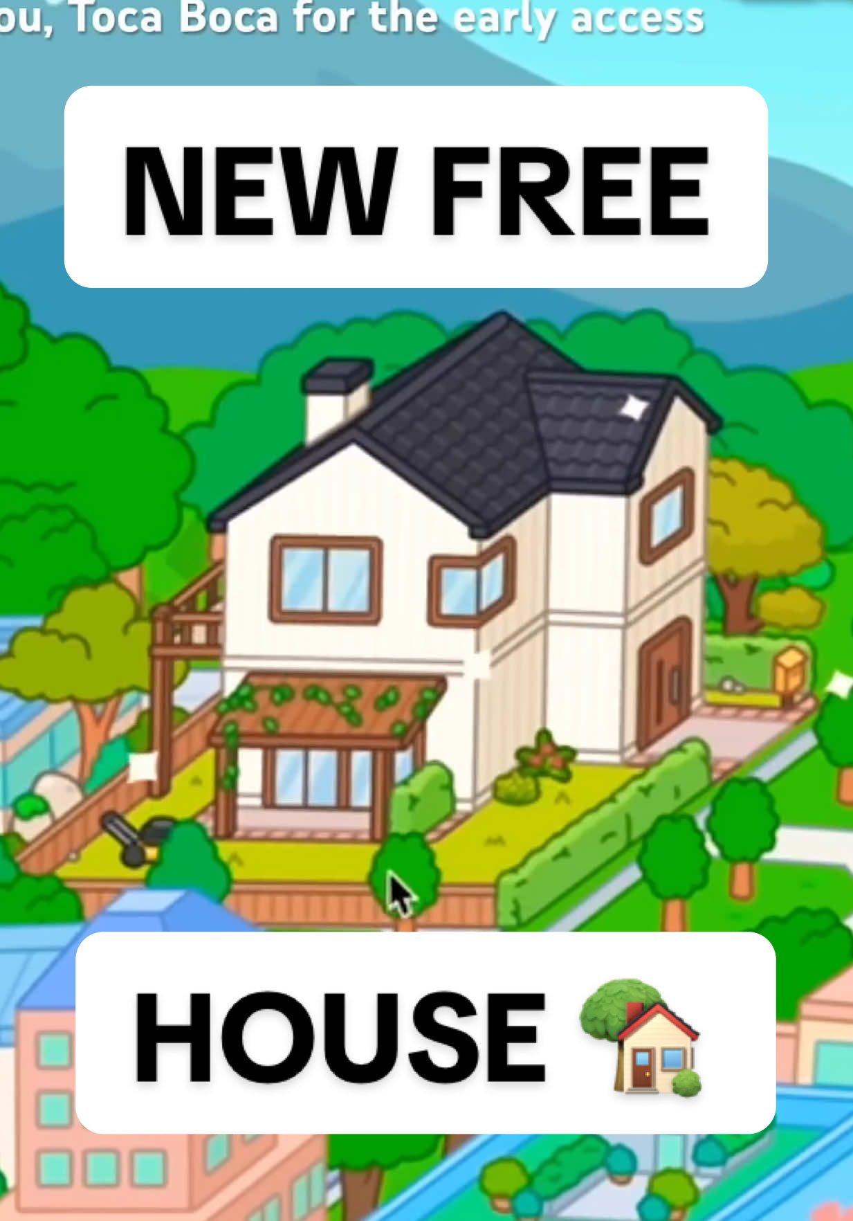 🌟🏡 Here are all the details about the new Family House! 🎉✨ This house is super big and modern 😍. There are gardens in the front and back 🌳🌸, perfect for playing and having fun. It has two floors 🪜 – with a lovely balcony upstairs 🌈 and a cozy terrace downstairs 🌻. And you’ll also get: 🎁 	•	4 new pieces of furniture 🛋️ 	•	2 new floors ✨ 	•	2 new walls 🎨 	•	and 2 fun play objects: a sprinkler 💦 and a yellow lawn mower 🌱💛 🥳 Soon you can explore your brand-new dream house! 💖