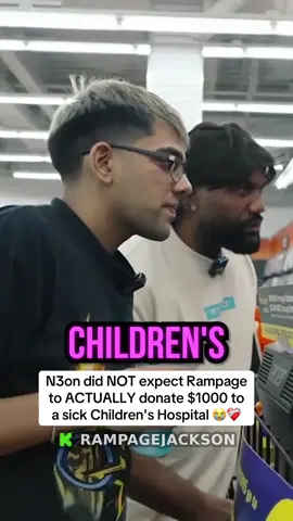 😭❤️‍🩹 N3on did NOT expect Rampage to ACTUALLY donate $1000 to a sick Children's Hospital | #rampagejackson #n3on #childrenshospital 