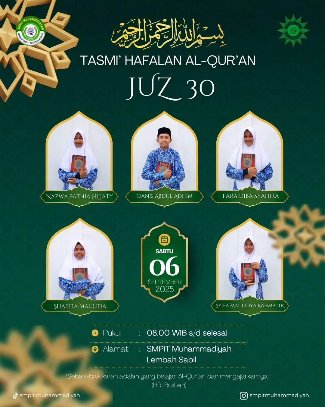 💪 Bismillah… satu langkah kecil menuju mimpi besar jadi hafidz/hafidzah! #TasmiJuz30 #SemangatNgaji #smpitmuhammadiyah #smpitmuhammadiyahlembahsabil #smpit #hafidzquran #cintaalquran 