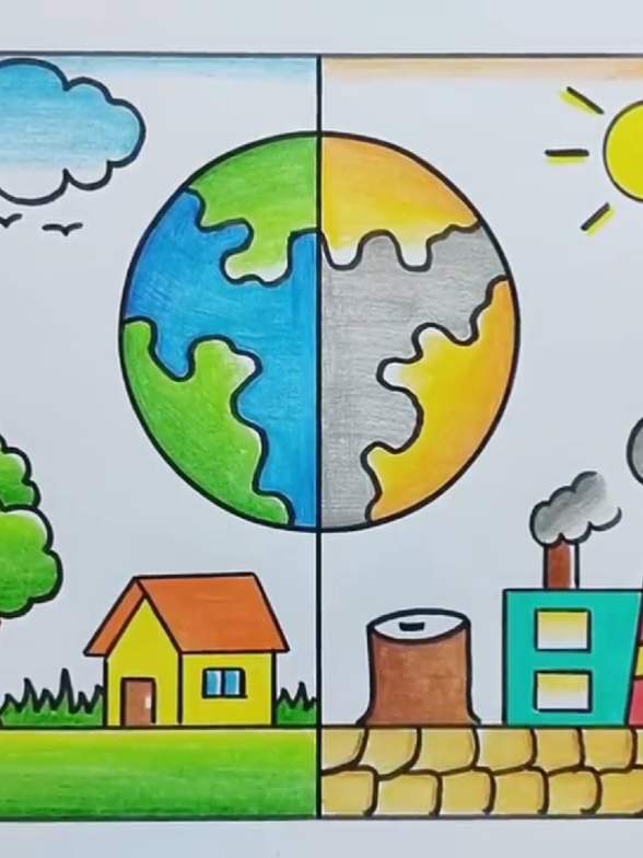 Environment Day Drawing/World Environment Day Poster Drawing/Save Nature Save Environment Drawing #drawing #easydrawing #pencildrawing #art #attaartanddrawing 