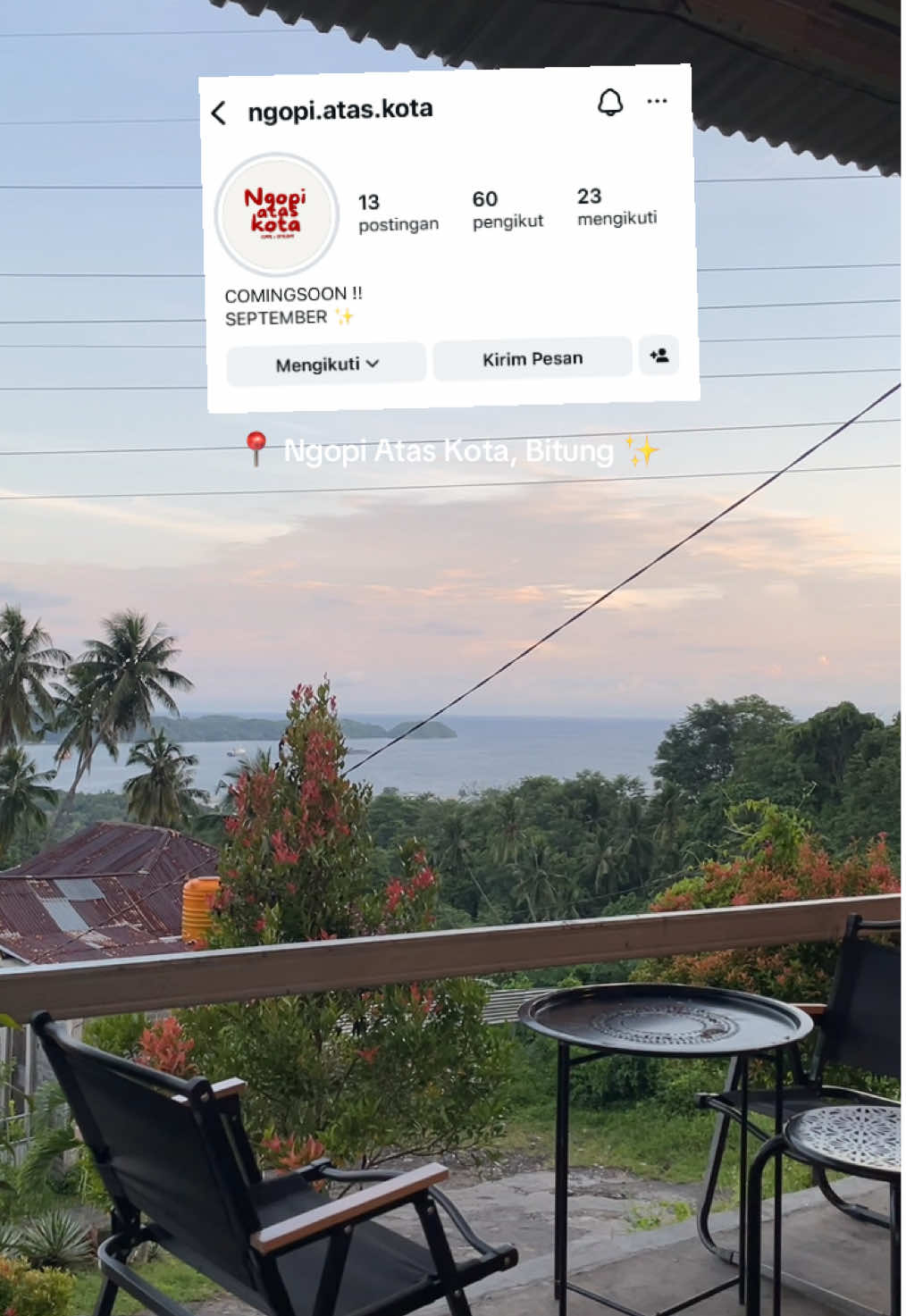 Membalas @sew nongki sore di bitung wajib ke “ngopi atas kota”✨ fyi, mie nyemek nya enak bangetttt! 🥹🩷  #fyp #bitungpunya #bitungsulawesiutara #cakebitung 