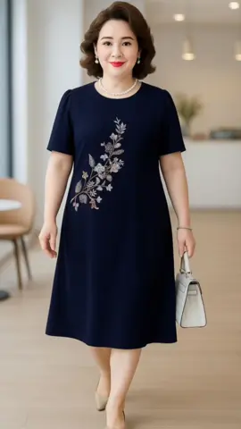 Đầm suông trung niên thêu hoa pha lê có bigsize #VayDepTrungNien #Thoitrangtrungnien #thoitrangbigsize #MacDepMoiNgay #xuhuong 