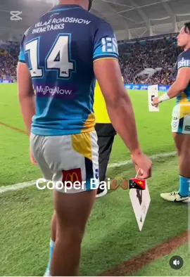 Cooper Bai,son of kumuls great Marcus Bai making his nrl debut for the Gold Coast Titans. Bro changed the momentum of the game.💙#pngtiktok🇵🇬 #nrl #fyp #foryou 