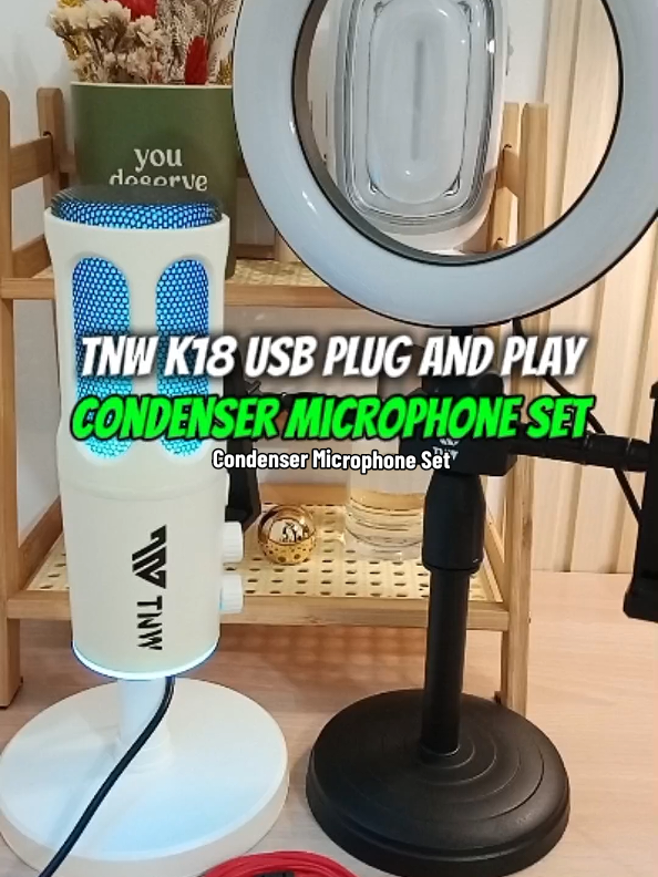 TNW K18 USB Condenser Microphone Set RGB Gaming Mic Noise Canceling Plug and Play For Phone PC Live Streaming #tnw #condenser #microphone 