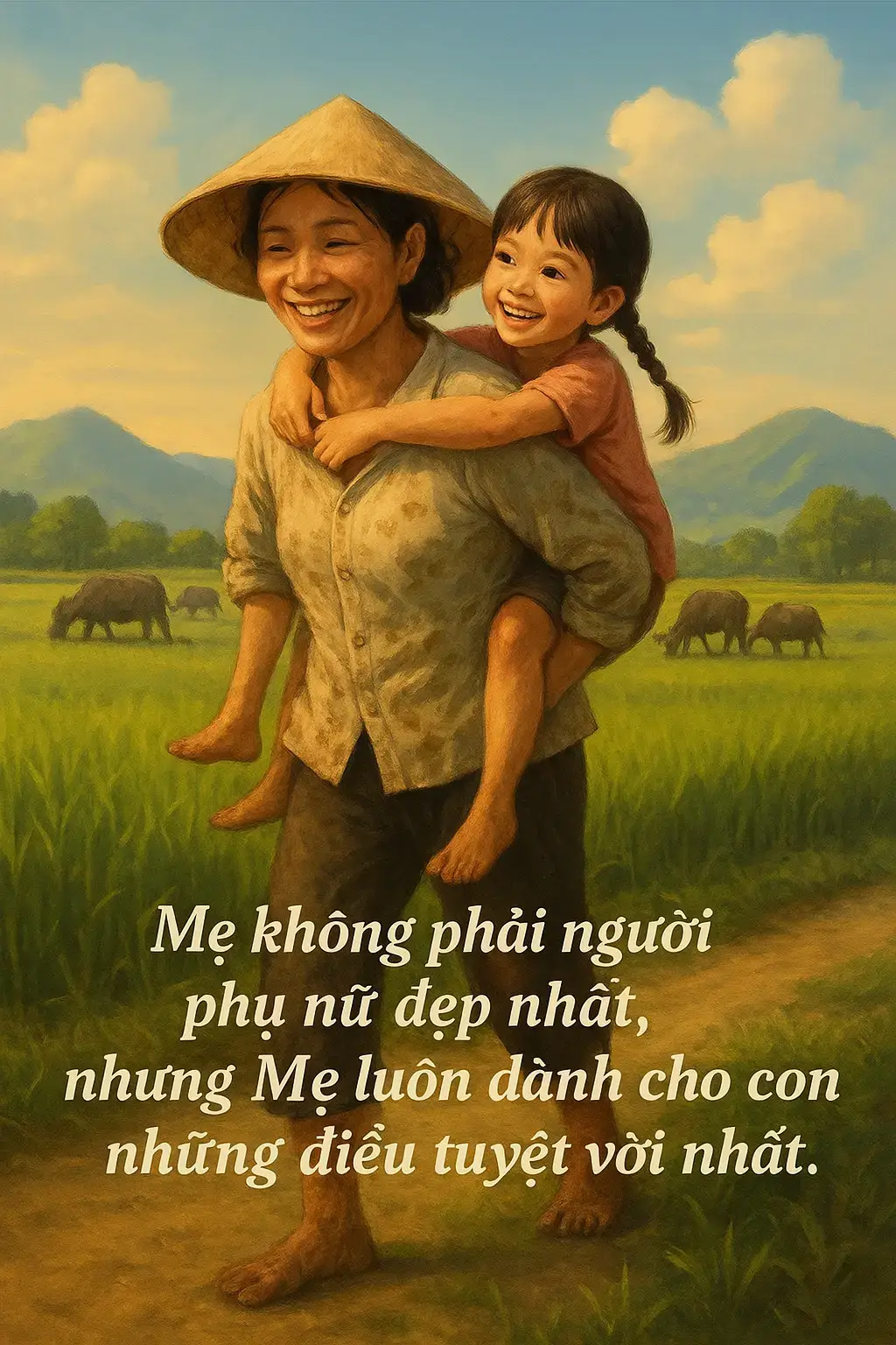 🌾 Mẹ không cần là người phụ nữ đẹp nhất, nhưng với con, mẹ luôn là điều tuyệt vời nhất. Nụ cười của mẹ sáng hơn nắng mai, bờ vai mẹ vững chãi hơn bất cứ điểm tựa nào. Bao năm tháng, mẹ đã gánh cả cuộc đời nhọc nhằn để đổi lấy cho con tuổi thơ trọn vẹn. Tấm áo sờn vai, bàn tay chai sạn, những giọt mồ hôi rơi giữa đồng lúa… tất cả đều hóa thành tình thương vô bờ. Mẹ cho con tất cả, nhưng chưa từng giữ lại gì cho riêng mình. Con chỉ ước mai này đủ trưởng thành để có thể trả lại cho mẹ một phần yêu thương nhỏ bé ấy. ❤️ ✅theo dõi fl mình để nhận về nhiều giá trị cuộc sống. #MeLaTatCa #TinhMeBaoLa #ConYeuMe #GiaDinhLaVoGia #CamXucChanThanh   🌹