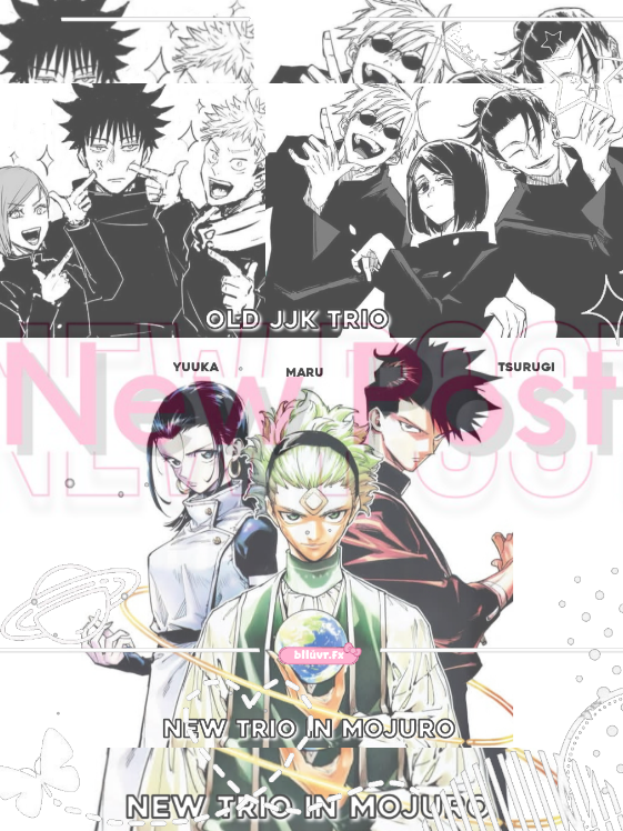 Trio JJK Next Generation?? Jujutsu Kaisen 3: Modulo (Mojuro) 👤 Okkotsu Yuuka → pewaris energi kutukan luar biasa,Bisa copy teknik & Reverse Cursed Technique. 👤 Maruru Varvu Yelveri → alien misterius dengan tanda unik di dahinya. 👤 Okkotsu Tsurugi → penerus garis Okkotsu + memiliki Batasan Surgawi seperti maki dan toji. Kalian tim siapa nih? Yuuka, Maru, atau Tsurugi? #jujutsukaisen  #jjk #Anime  #jujutsukaisenedit #fyptrending 