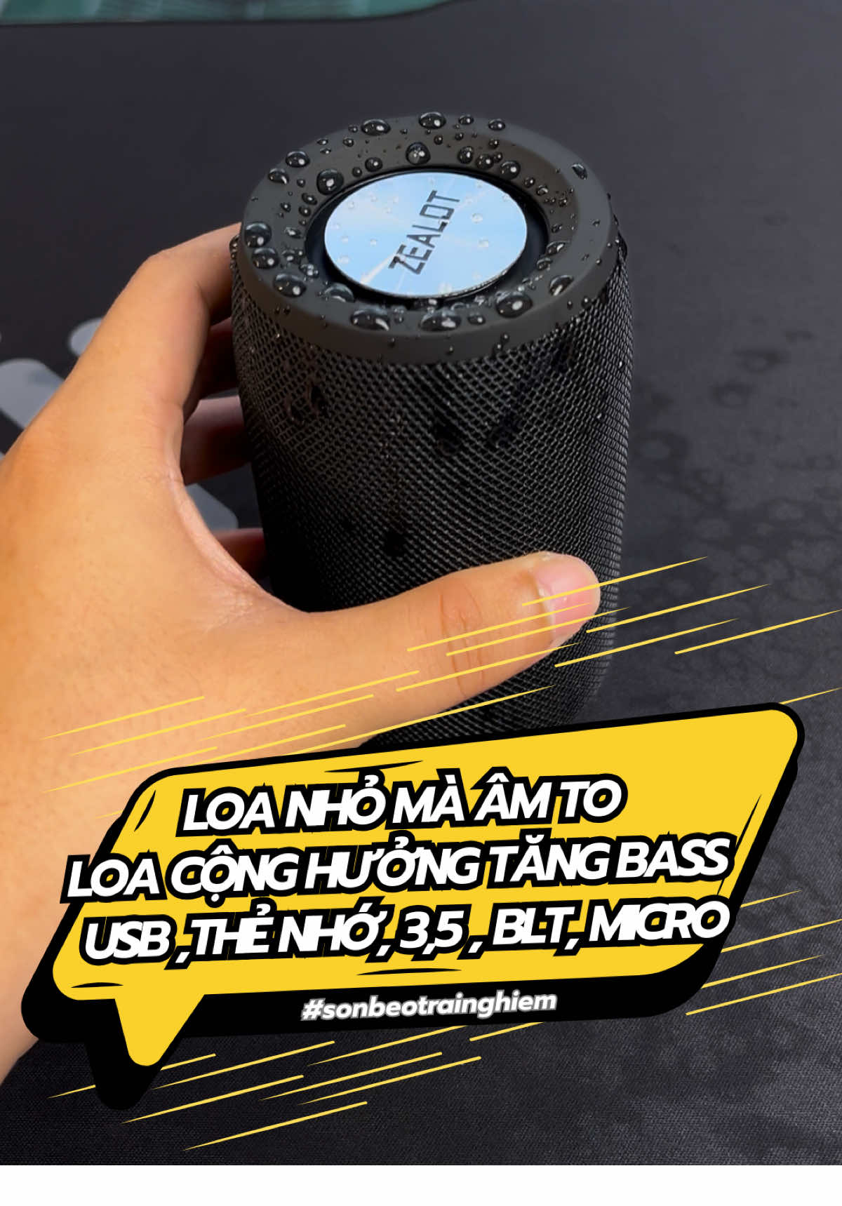 Loa nhỏ nhỏ xinh xinh bằng lon nước mà chất âm đỉnh quá. Có loa cộng hưởng tăng cường bass. Đa dạng kết nối usb, thẻ nhớ, jack 3.5, bluetooth. Kháng nước ip6. #sonbeotrainghiem #zealot #loamini 