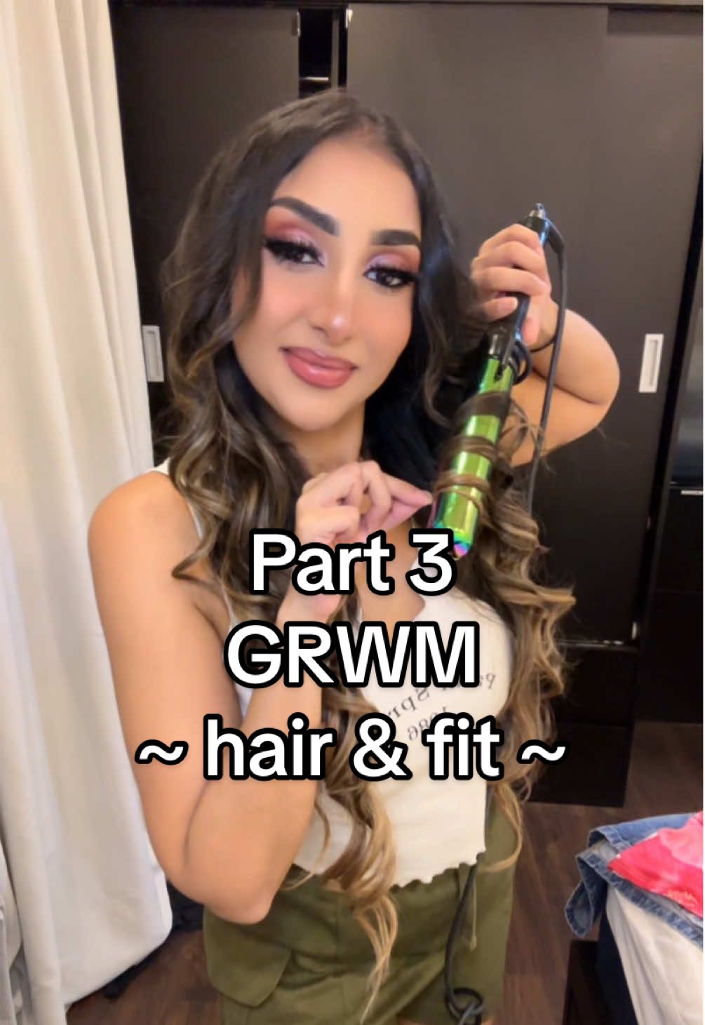 Part 3 - GRWM for a night out this time I did my hair and got my fit together 💞💞  The curling tongs I use are from mark hill 💞 @Mark Hill Hair   Skirt @Primark , top is SHEIN  #grwmhair #grwmoutfit #browntiktok #zxybca #longhair 