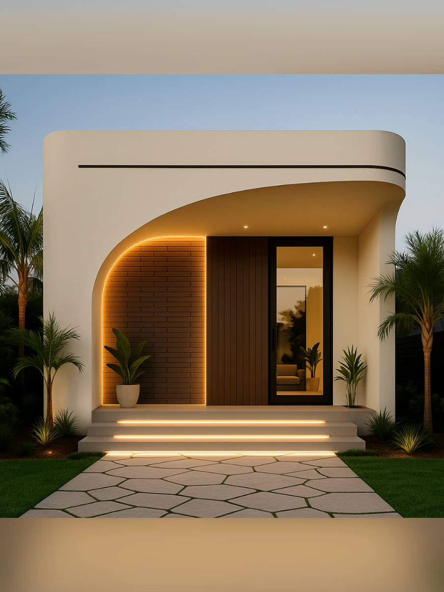 ✨ Mẫu nhà hiện đại tối giản với đường cong mềm mại, nhấn mạnh ánh sáng led tinh tế và vật liệu ốp thực dụng – mang lại vẻ sang trọng, ấm áp và đầy cuốn hút ngay từ mặt tiền. #nhacap4 #nhacap4hiendai #nhacap4dep #brahma #kientrucbrahma 