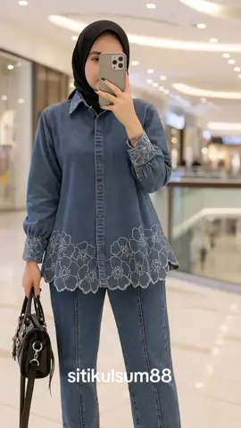 ✨ NEW ARRIVAL ✨ Setelan Lania Jeans Premium mix bordir bunga 🌸 Bahan adem & premium, cocok buat hangout atau ngantor 🤍 📌 Detail: Bahan jeans premium (lembut & nyaman) Bordir bunga elegan di bagian bawah & lengan Model longgar, modis & hijab friendly Warna: Snow Blue ❄️ 💃 Ready bikin OOTD makin kece! 🔥 Jangan sampai kehabisan, bestie~  #OOTDJeans  #bajuhijabkekinian  #OOTDHijab  #FashionWanita 