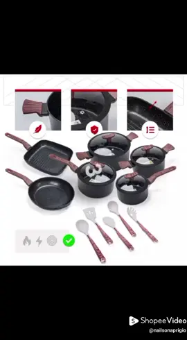 Jogo de panelas Premium Yikasa com revestimento em mármore antiaderente, 11 peças na cor preta, unindo sofisticação e praticidade na cozinha. #Yikasa #PanelasPremium #CozinhaModerna Link:👇 https://s.shopee.com.br/60HzmO6CFa